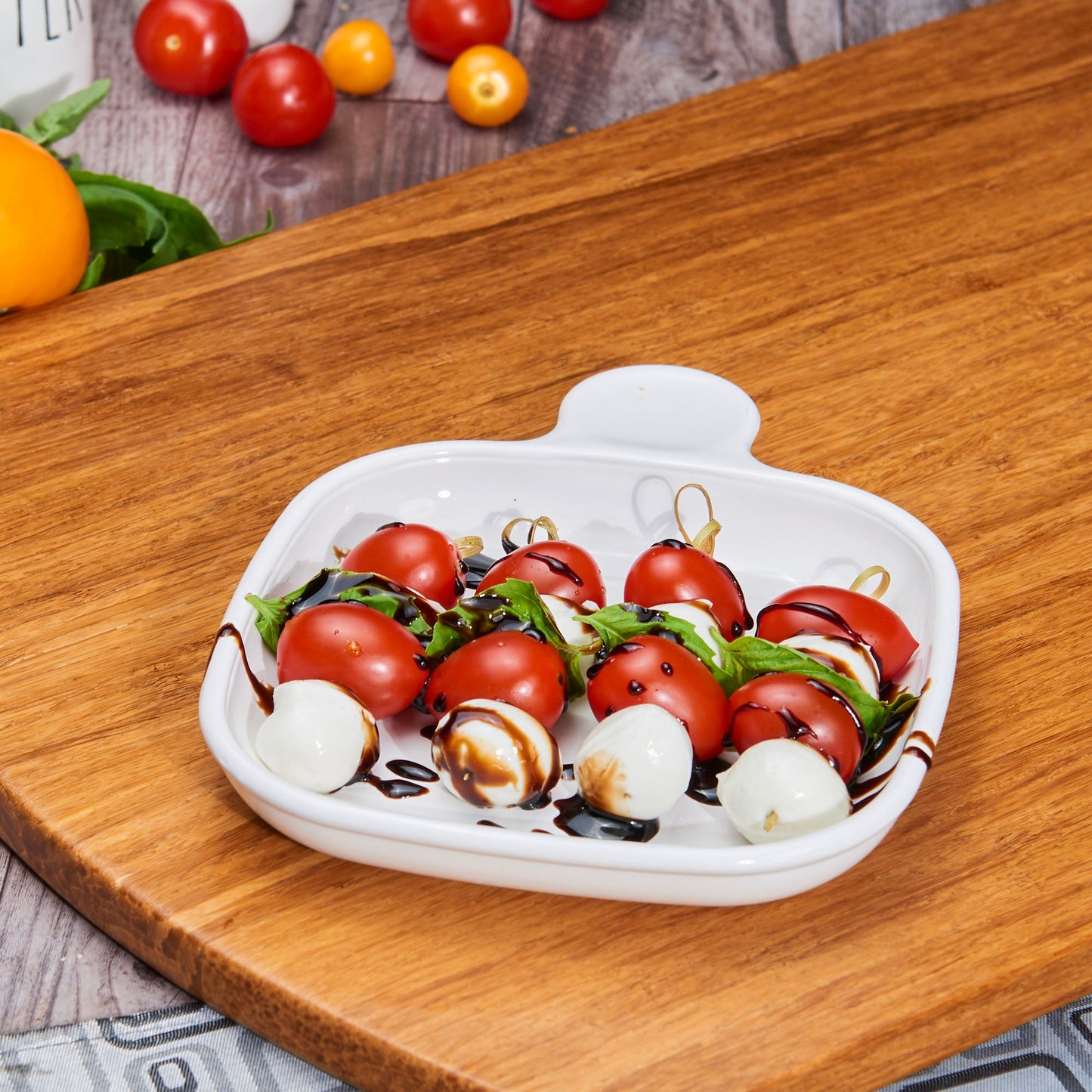 Caprese Skewer with Cherry Tomato, Bocconcini and Cataldi Balsamic Glaze
