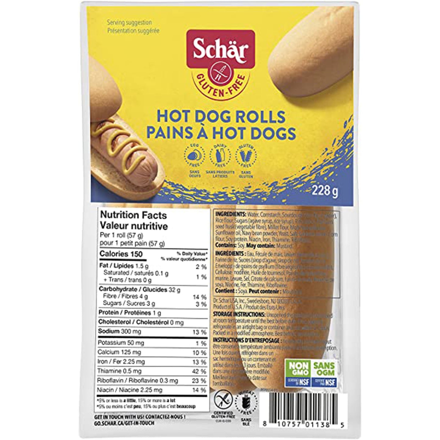 Schar Hot Dog Rolls 228G