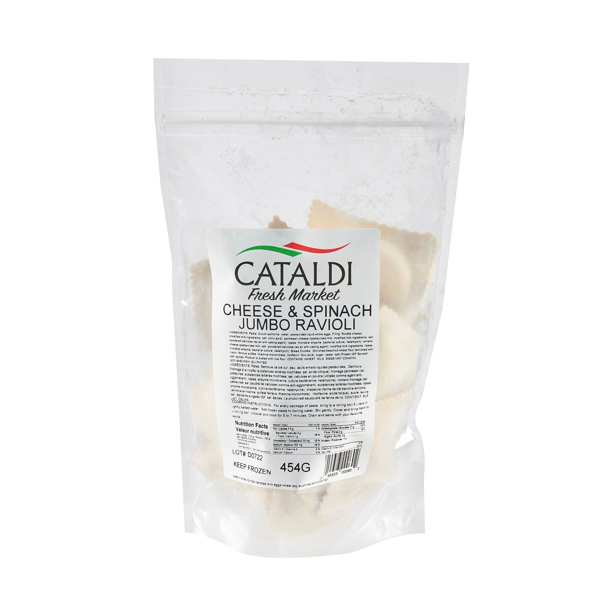 Cataldi Frozen Cheese and Spinach Jumbo Ravioli 454g – Cataldi Fresh ...